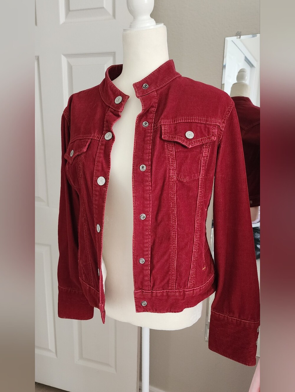 GAP Deep Red Corduroy Button-Up Jacket